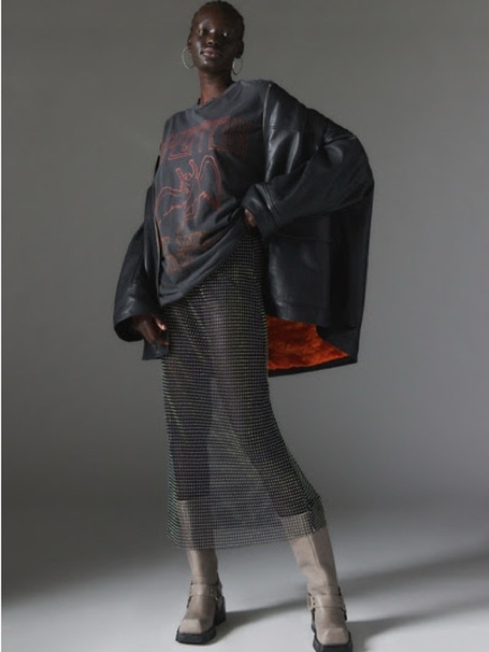 silence + noise Dresses & Skirts - Urban Outfitters -silence + noise Black Sheer Midi Skirt with Multicolor Beading